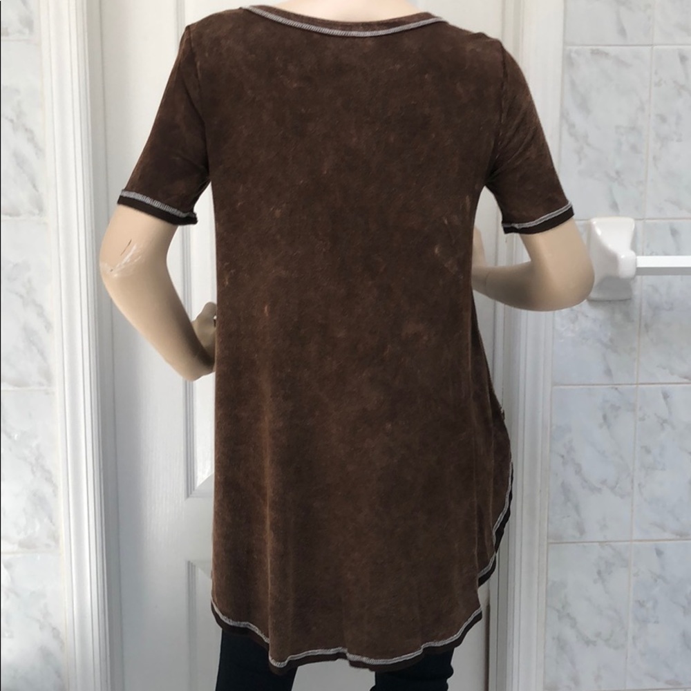 BROWN MINERAL WASH STRAP TEE TOP - Picture 7 of 8
